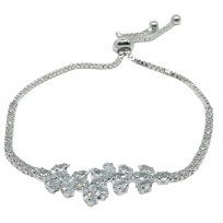 Pulsera plateada ajustable con brillantitos