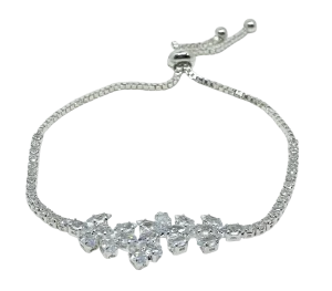 Pulsera plateada ajustable con brillantitos