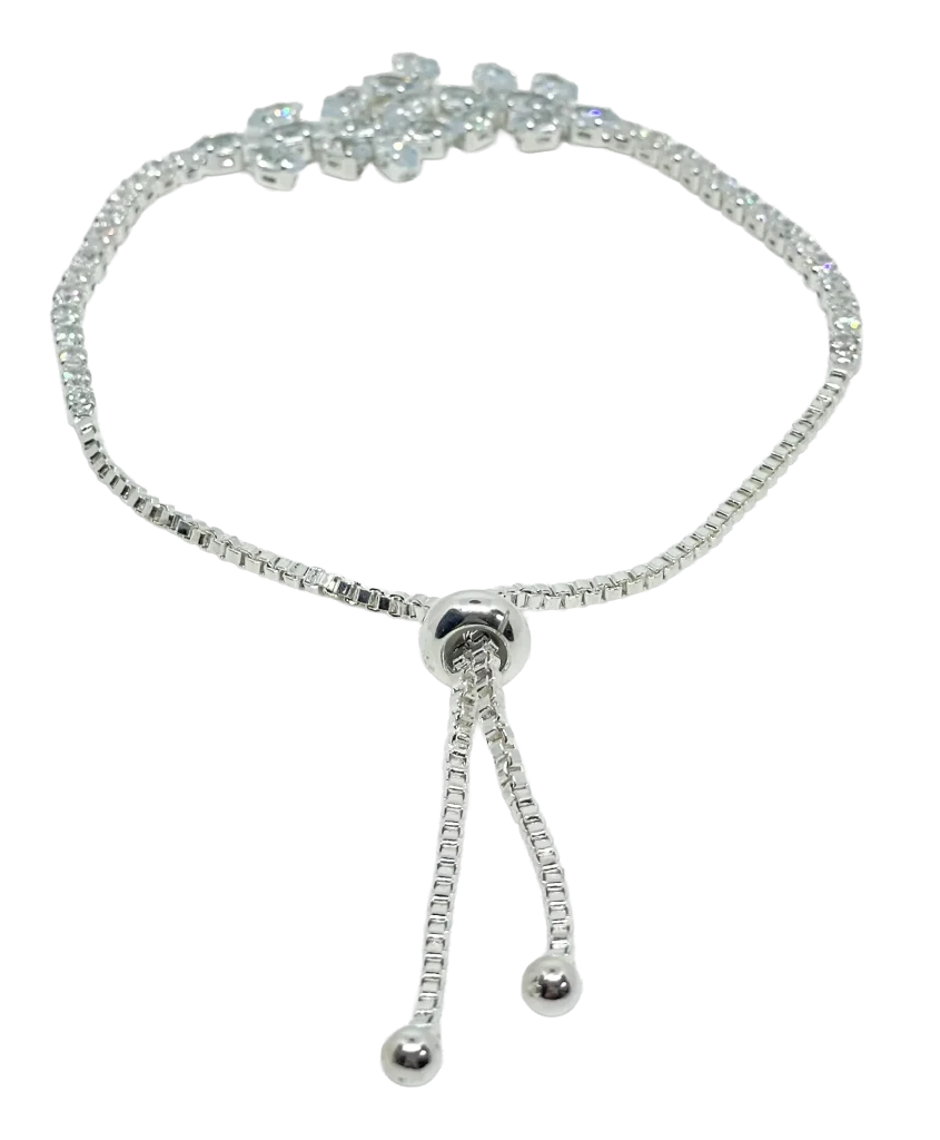 Pulsera plateada ajustable con brillantitos-gallery-0