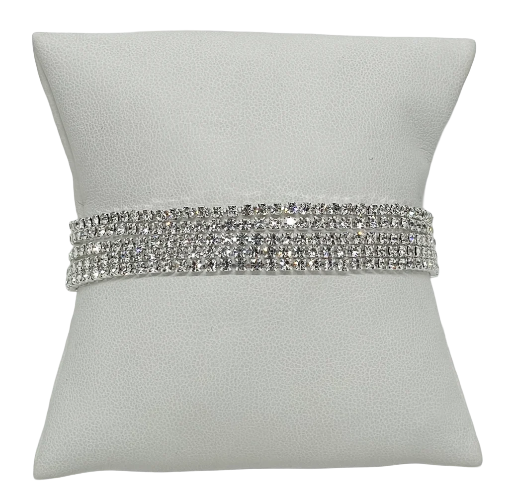 Pulsera plateada de 5 hilos con brillantitos