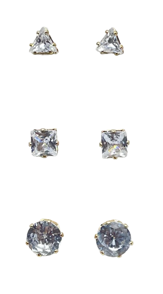 Set de aretes de zirconia en dorado