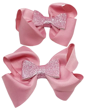 Set de moñas rosadas de niña