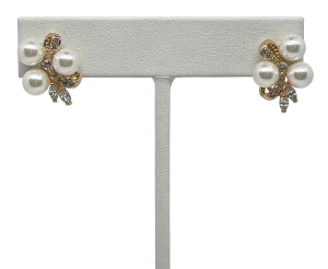 Aretes dorados de rodio con perlas