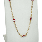 Cadena dorado con rojo x 44 cm L. de ojo turco