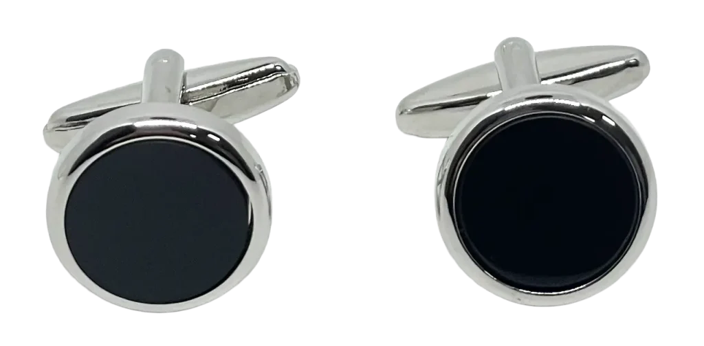 Mancuernillas plateadas con negro de metal-gallery-0