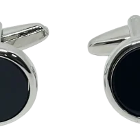 Mancuernillas plateadas con negro de metal-gallery-0