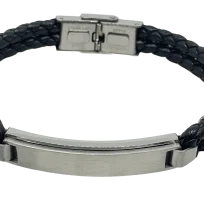 Pulsera negra de cuerina