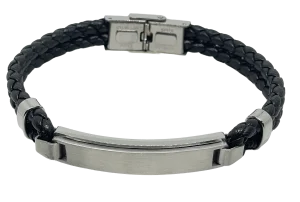 Pulsera negra de cuerina