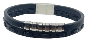 Pulsera negra de cuerina 2 hilos