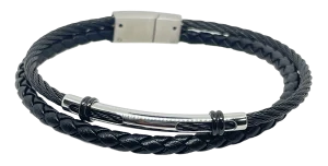 Pulsera negra de cuerina