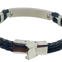 Pulsera negra de cuerina -gallery-0