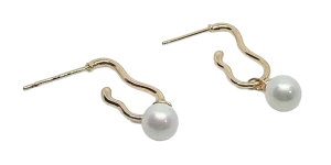 Aretes dorados de rodio con perla-gallery-0