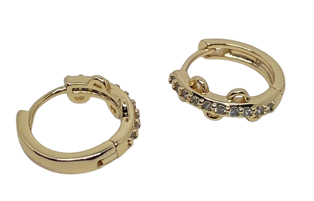 Argollas doradas de rodio con brillantitos