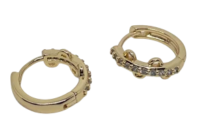 Argollas doradas de rodio con brillantitos
