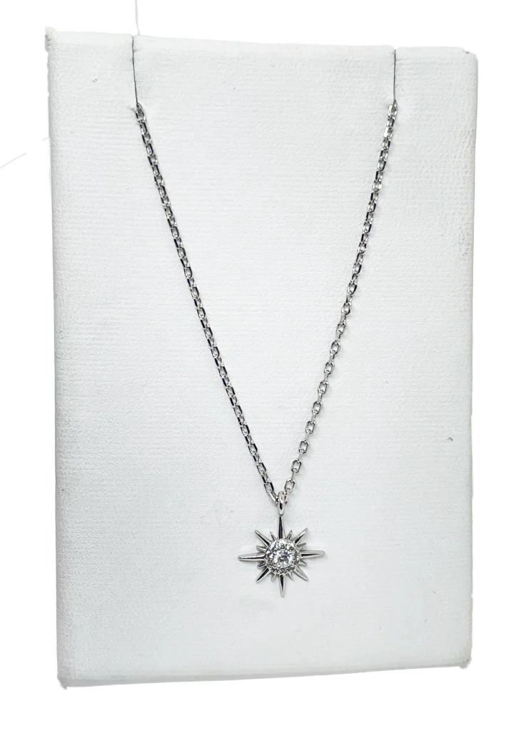 Cadena plateada de rodio con brillantitos Cadena plateada de rodio con brillantitos