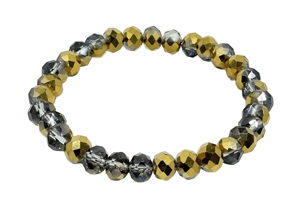 Pulsera de vidrio dorada elástica