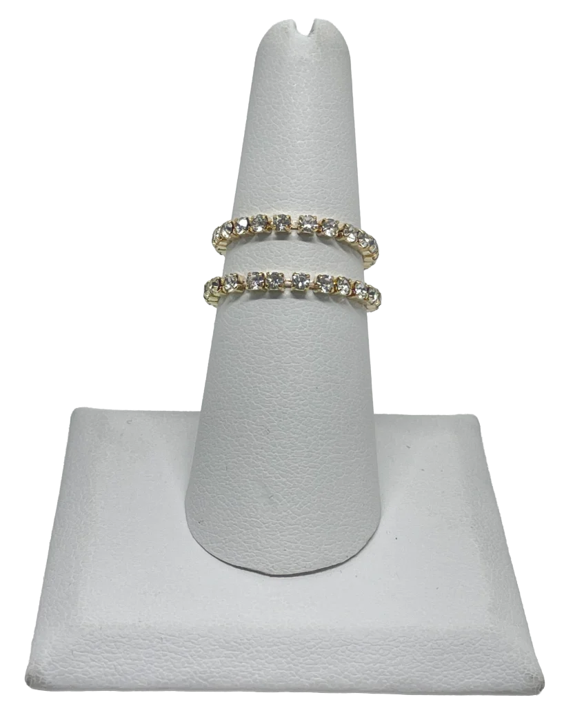 Set de anillos elásticos dorados con brillantitos