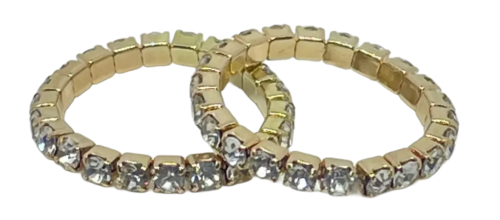 Set de anillos elásticos dorados con brillantitos-gallery-0